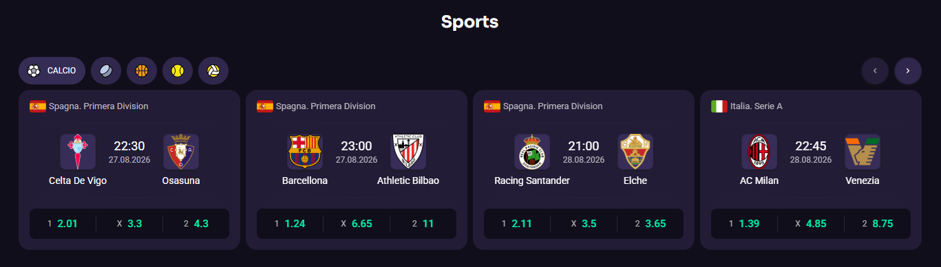 Scommesse al casinò Winspirit